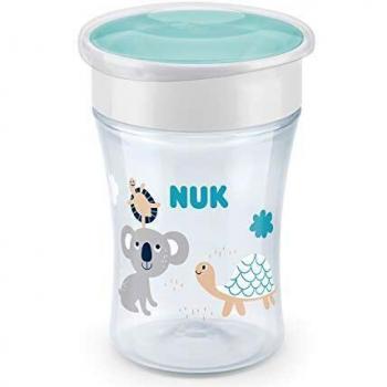 Vaso Antiderrame NUK Magic Cup para Bebé +8 Meses, Borde 360° a Prueba de Derrames, Sin BPA, Diseño de Tortuga Transparente, Capacidad 230 ml - 1 Unidad