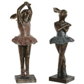 Figura Decorativa Home ESPRIT Azul Rosa Dorado Romántico Bailarina Ballet 13 x 12 x 30,5 cm (2 Unidades)