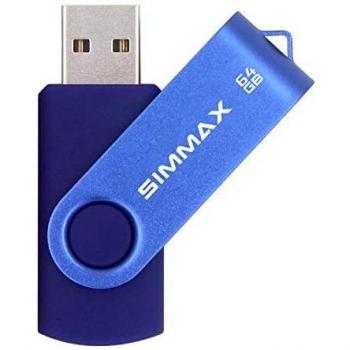 SIMMAX Memoria Flash USB 64GB Pen Drive USB 2.0 Giratoria Flash Drive Thumb Drive