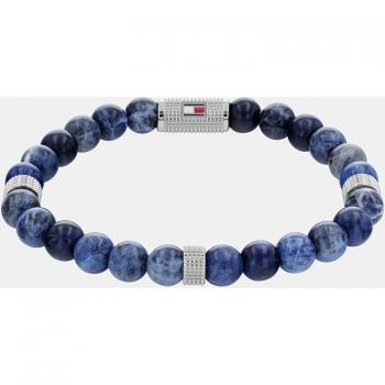 Pulsera de hombre elástica de sodalita Tommy Hilfiger con cuentas de piedra azul