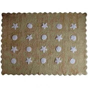 Happy Decor Kids -Alfombra Lavable Little Waves 100% Algodón Natural -Beige- 160x120 cm
