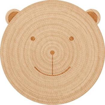 Alfombra de Vinilo Infantil Oso Adrián, Imitación Textura Natural, Diámetro 100 cm