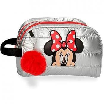 Disney Minnie My Pretty Bow Neceser Dos Compartimentos Adaptable Gris 26x16x11 cms Poliéster