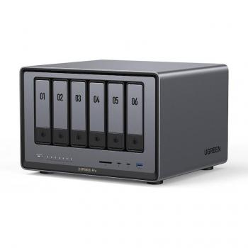 Sistema NAS UGREEN DXP6800 Pro de 6 Bahías, Capacidad de 160 TB, Color Gris Anodizado