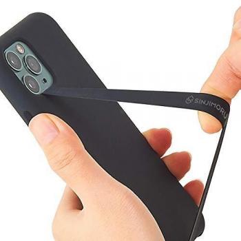 Sinjimoru - Sinji Loop - Banda elástica de Silicona para Sujetar el móvil, Agarre elástico para iPhone, Segura y Delgada, Soporte para teléfono móvil - Negra