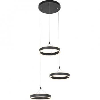 Lámpara colgante redonda negra con LED regulable en 3 pasos y 3 luces - Lyani