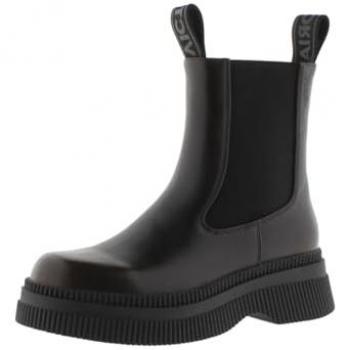 Victoria Dublín Botines de mujer negro monocromo con suela gruesa y tirador doble 1301104