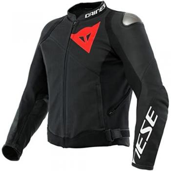 Chaqueta Dainese Sportiva Perforada para Motocicletas - Protección Transpirable, Chaqueta de cuero de motocicleta perforada - Negro (56)