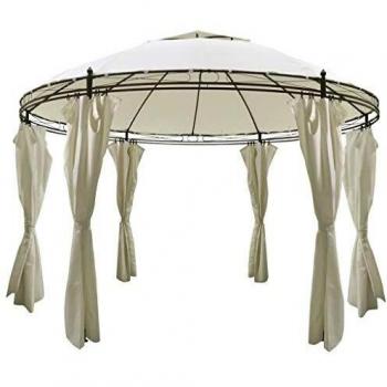 Circular Cream Garden Gazebo with Curtains