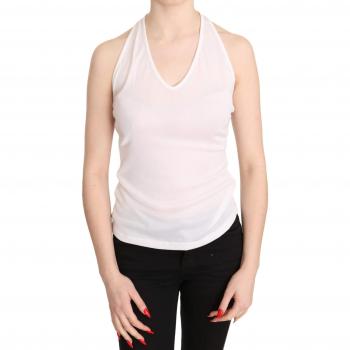 White Halter Cotton Sleeveless Casual Tank Top Blouse by Gianfranco Ferré, Size IT38|XS (2XS)