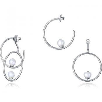 Pendientes Mujer Viceroy Kiss de acero dos aros perpendiculares con perlas cultivadas