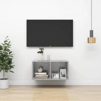 Mueble de pared para TV de hormigón gris 37x37x72 cm en madera multicapa