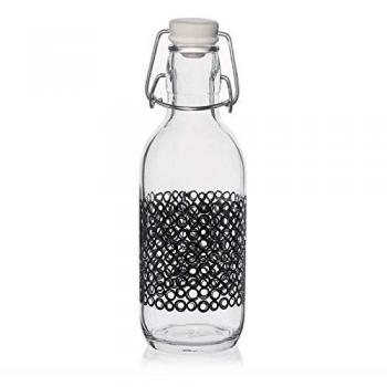 Botella de Cristal Transparente Bormioli Rocco Emilia 50 cl con tapón mecánico, Color Gris