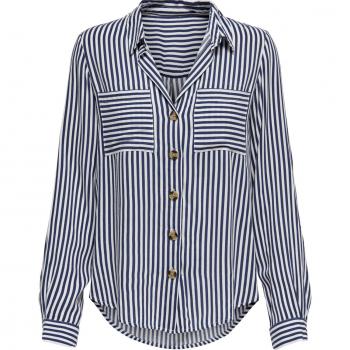 Only Yasmin Women's Long Sleeve Woven Shirt - Peacoat Blue