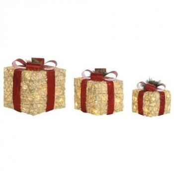 Adorno Navideño Blanco Rojo Dorado 25 x 25 x 25 cm (3 Piezas) DKD Home Decor