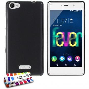 Carcasa Flexible Ultra-Slim WIKO FEVER [Le Glossy Hybrid] [Negro] de MUZZANO + ESTILETE y PAÑO MUZZANO REGALADOS - La Protección Antigolpes ULTIMA, ELEGANTE Y DURADERA para su WIKO FEVER