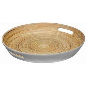 Bandeja Redonda de Bambú Ecológica 42cm Color Blanco