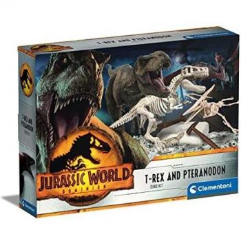 Clementoni- Kit DE EXCAVACION Jurassic World T-Rex Y Pteranodon Juegos de Mesa, Multicolor (19205