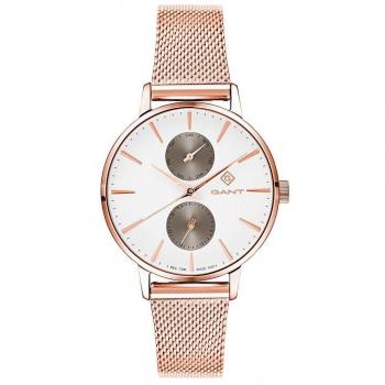Reloj Hombre Gant G128006 - Reloj de pulsera analógico, caja de acero inoxidable, correa de cuero, resistencia al agua 5 ATM, esfera en color negro con detalles plateados, cristal mineral