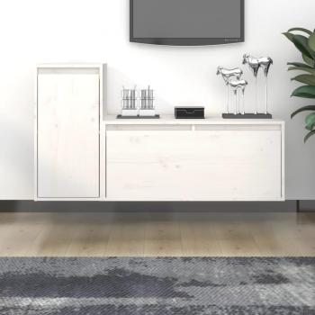 Mueble para TV de 2 piezas en madera maciza de pino blanco