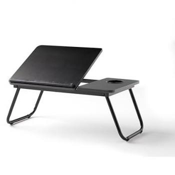 Mesa Auxiliar Plegable Multifuncional Plus de Madera de Ingeniería, Negra, Mediana