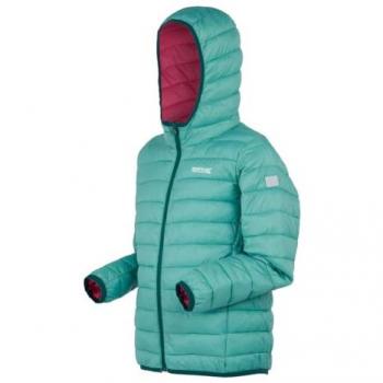 Regatta Kids Hooded Marizion Baffled Jacket - Dusty Green/Deep Pink, Size: 9-10 Years