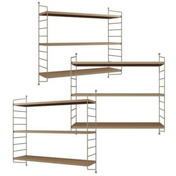 Juego de 3 Estanterías de Pared Strängnäs Acero Regulares 50x60x15 cm - Marrón Claro