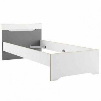 Cama juvenil Genius color blanco y gris con cajón, medida 90x190-200 cm