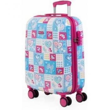 Maleta infantil de niña ITACA con estampado azul y fucsia