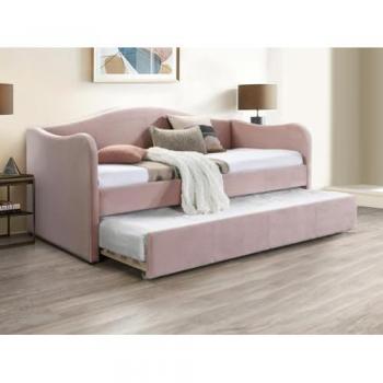 Cama Nido 2 x 90 x 190 cm - Terciopelo Rosa + Colchón Mathilde