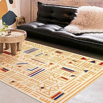 Alfombra de Juegos Bebe Patrón de Raya Amarilla, bebé rastreo Lavado de Agua balcón antiestático Alfombra Alfombra ba?o Antideslizante -Amarillo_60x90cm