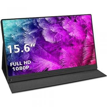 15,6 Pulgadas Monitor Portátil, Uperfect Monitor Gaming FHD 1920 x 1080 IPS Pantalla con USB Tipo C/Mini HD, Altavoces Integrados para Ordenador Portátil Juegos PC PS4 Xbox Raspberry Pi Teléfonos