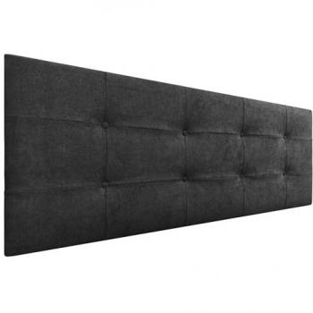 Cabecero Acolchado Capitone 150x60cm Tapizado en Tela Acualine y Polipiel Negro - Grosor 8cm para Camas Matrimonio e Individual