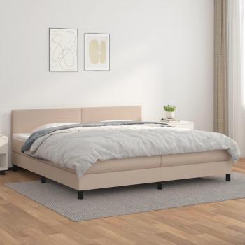 Cama box spring con colchón de cuero sintético capuchino 200x200cm