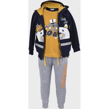 Conjunto de bebé niño de tres piezas con dibujo de oso