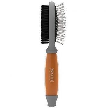 Cepillo Doble Cara Wahl con Mango de Gel para Perros y Gatos, 2 en 1, Herramienta Profesional de Aseo, Elimina Nudos y Enredos