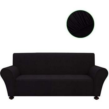 vidaXL Funda de Sofá Elástica Tela Jersey Poliéster Negra Cubierta de Sillón
