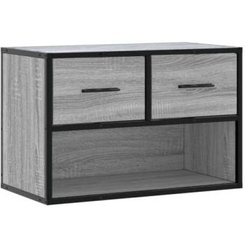 Mueble de TV madera y metal roble ahumado 60x31x39,5 cm, Soporte para TV, Armario Consola de TV, Muebles de Dormitorio, Mueble Multimedia