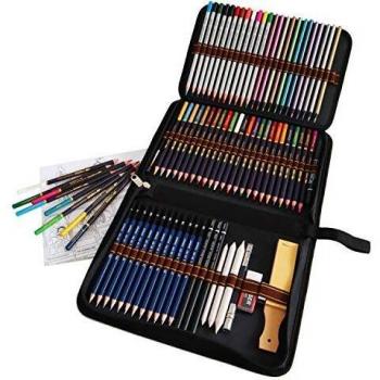 Lapices Colores Profesionales, Kit Dibujo Completo 72 Piezas incluye 24 Lapices Acuarelables 12 Lapices Colores 12 Lapices Metálicos 12 Lapices de Dibujo y Accesorios, Ideal para Adultos y Niños
