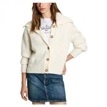 Cárdigan Irma Blanco Mousse para Mujer con Maxi Cuello y Cierre Abotonado - Pepe Jeans XS