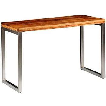 vidaXL Mesa de Salón de Madera Sheesham y Patas Acero Escritorio de Palisandro