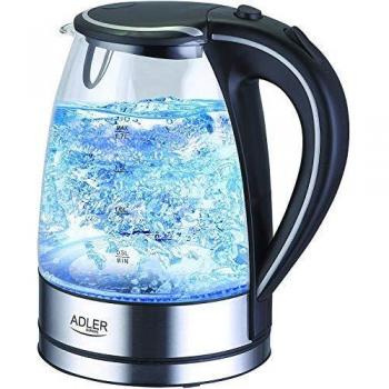 Hervidor de Agua Eléctrico Adler AD-1225, 1.7L, 2200W, Acero Inoxidable y Vidrio, con Apagado Automático y Filtro Anti-Cal