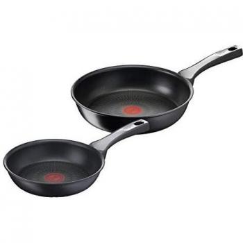 Tefal Unlimited On - Juego de 2 Sartenes: 2 Sartenes de 20/26 cm con revestimiento muy resistente, Thermo-Signal, Thermo-Fusion, forma profunda, todo tipo de cocinas, apto para horno, sin PFOA