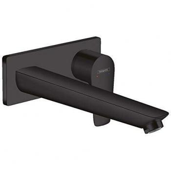 Mezclador de lavabo oculto Hansgrohe Talis E, monomando, caño 22.5 cm, negro mate, instalación empotrada