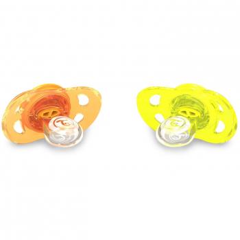 Pack 2 chupetes twistshake amarillo-naranja 0-6m