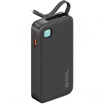 Powerbank Usams 10000mAh con Cable Lightning Retráctil, Carga Rápida PD 20W, Serie XY, Color Negro