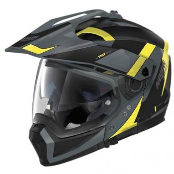 Nolan Casco Integral Convertible N70-2 X 06 Skyfall N-Com - Negro Gris Amarillo (XS)
