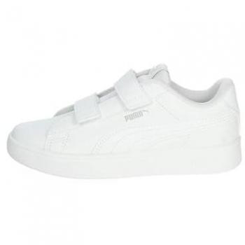 Zapatilla Deportiva Puma Courtflex V3 Infantiles - Sneaker Blanca con Cierre Velcro - Máxima Sujeción y Comodidad - Estilo Casual - Modelo 394253-08