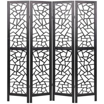 Biombo decorativo plegable de 4 paneles en madera de Paulownia negra para sala de estar y dormitorio