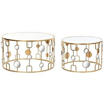 Juego de 2 Mesitas Espejo Dorado Metal (80 x 80 x 45 cm) (2 pcs) DKD Home Decor